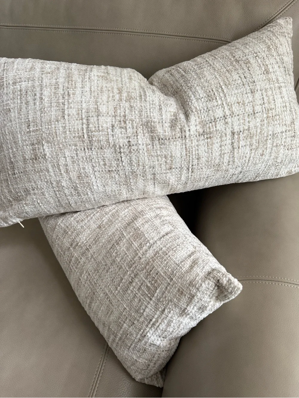 Set of Two Chenille Tweed Lumbar Pillow Covers 14” x 25”